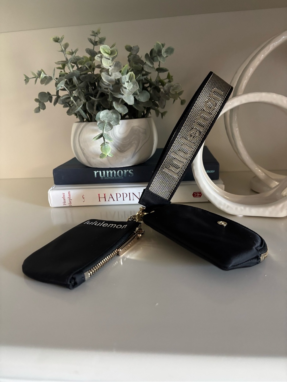 lululemon athletica Black Dual Pouch Wristlet with Branded Strap